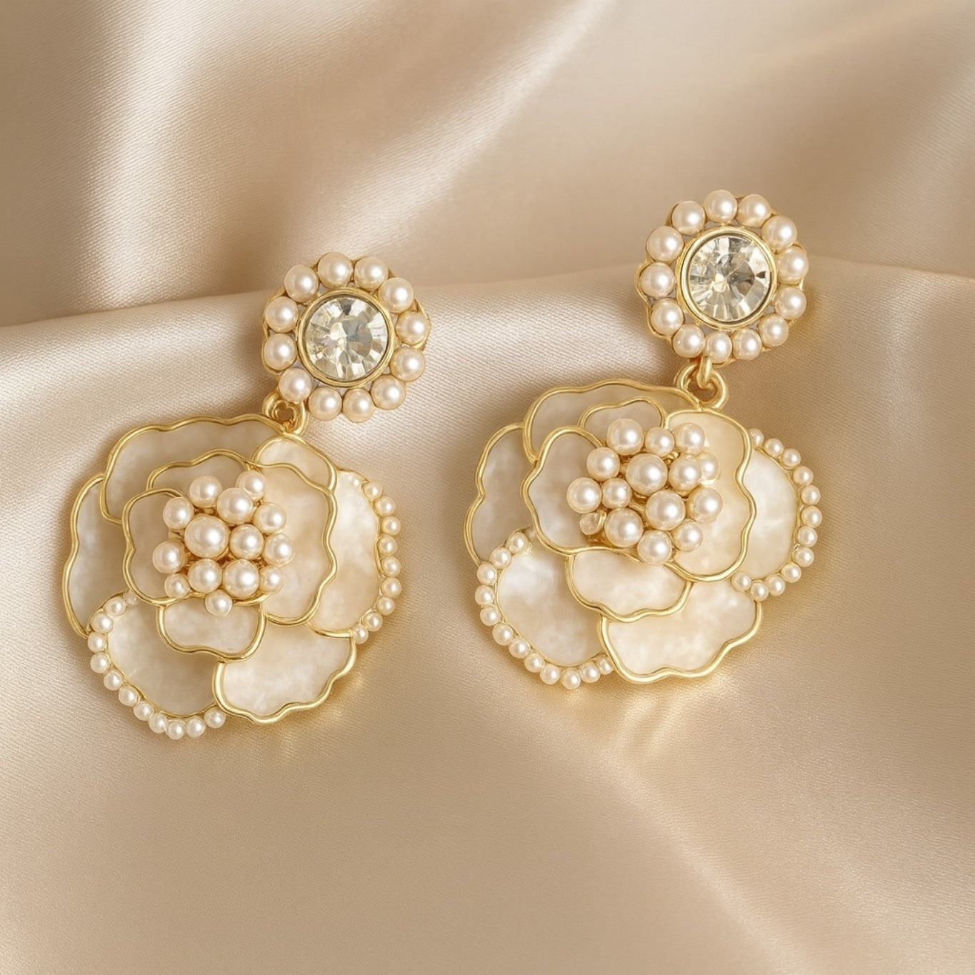 White Grace Flower Earrings