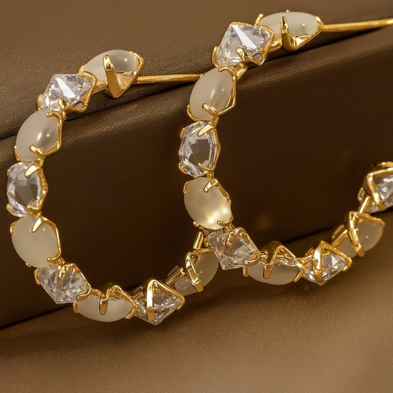 Opal Golden Moon Earrings