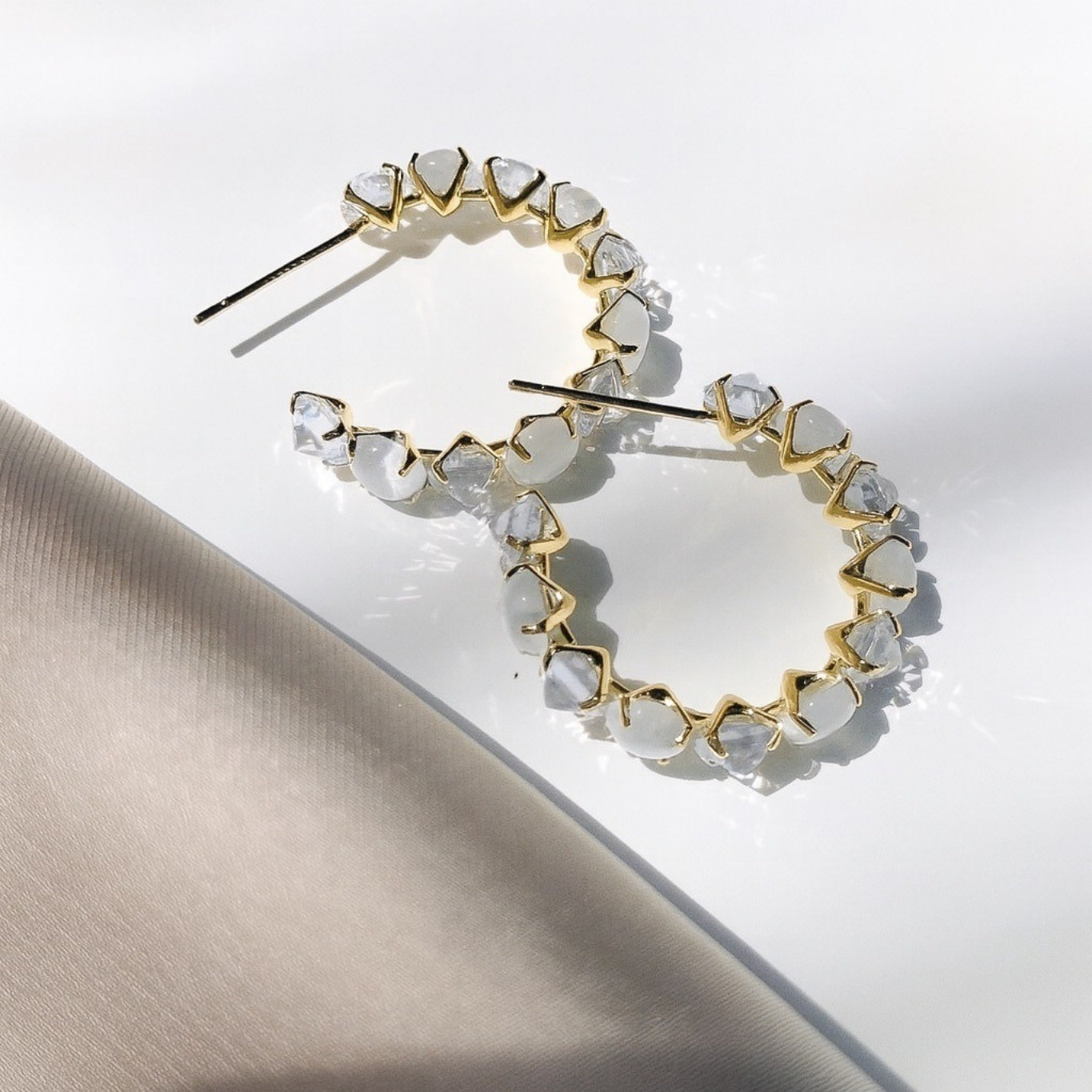 Opal Golden Moon Earrings