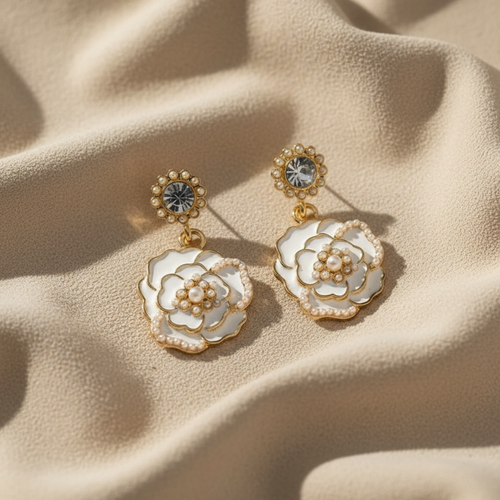 White Grace Flower Earrings