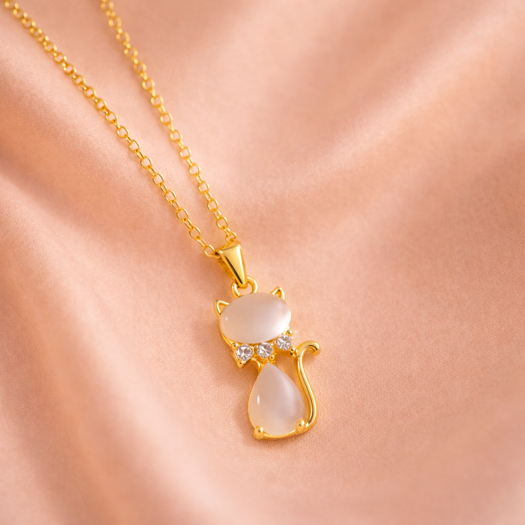 Opal Kitty Pendant