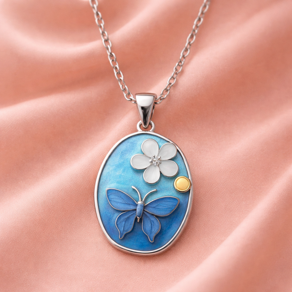 Floral Enamel Charm Pendant