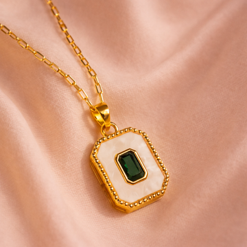 White Enamel Gem Pendant