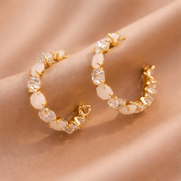 Opal Golden Moon Earrings