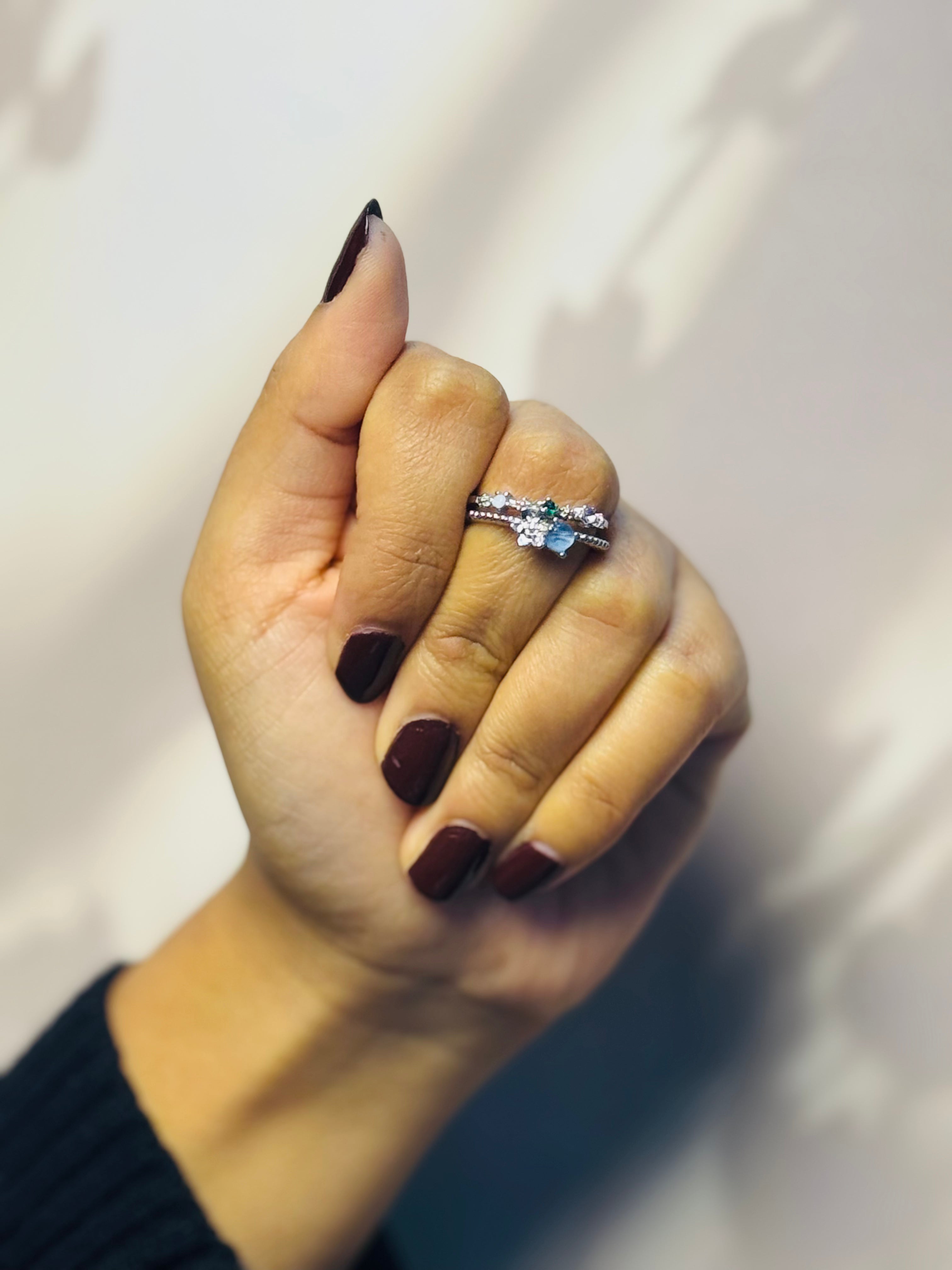 Blue Crystal Flower Ring