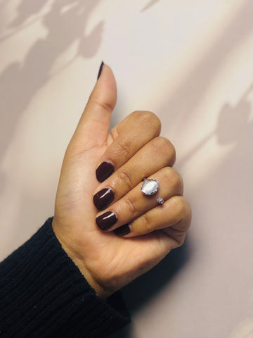 Moonstone-Style White Opal Ring