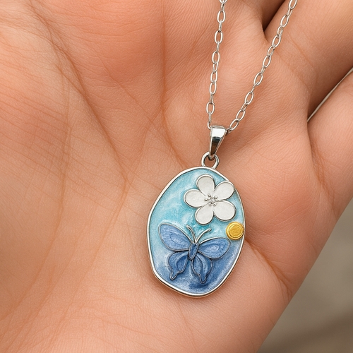 Floral Enamel Charm Pendant