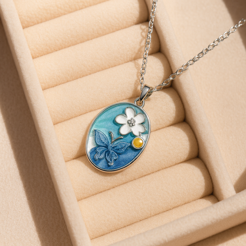 Floral Enamel Charm Pendant