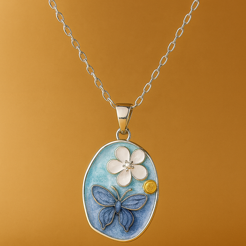 Floral Enamel Charm Pendant