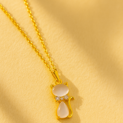 Opal Kitty Pendant