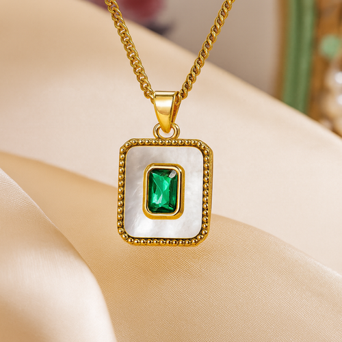 White Enamel Gem Pendant